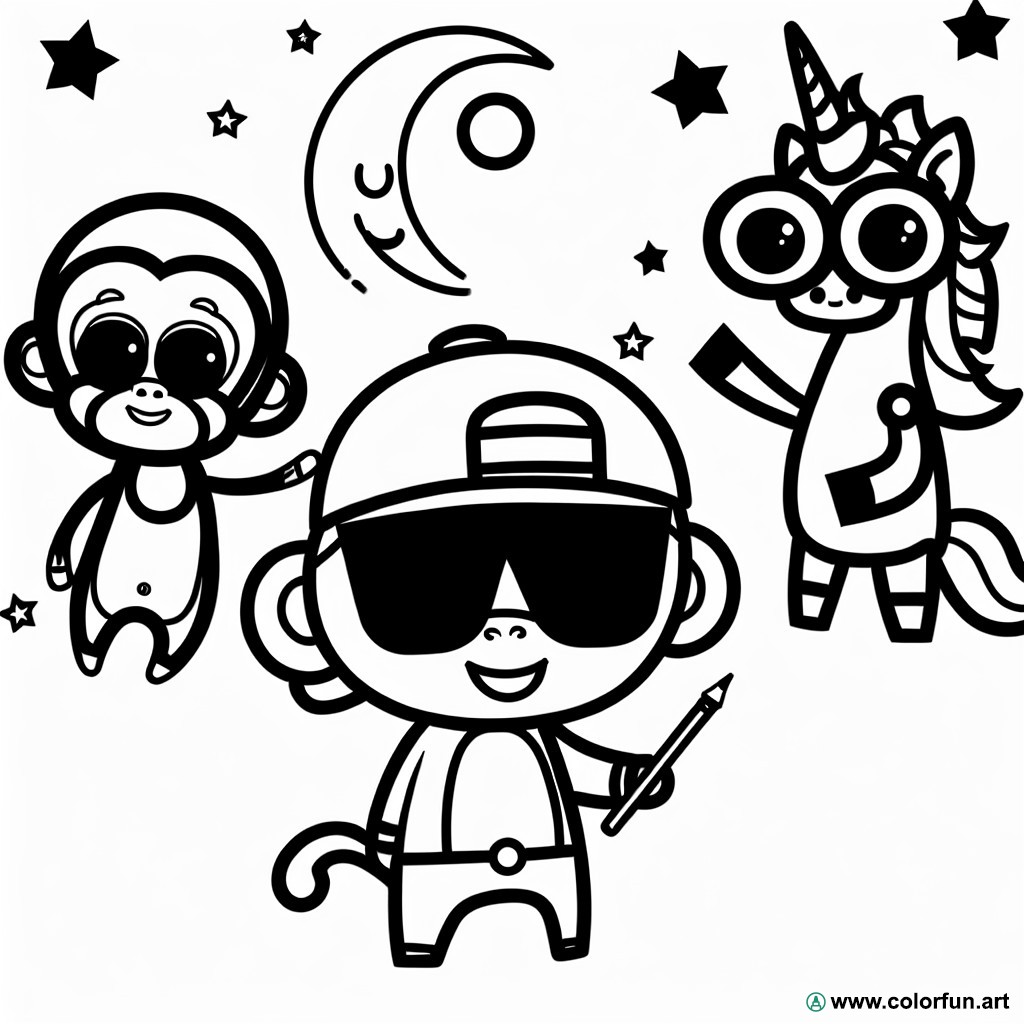 humorous characters coloring page