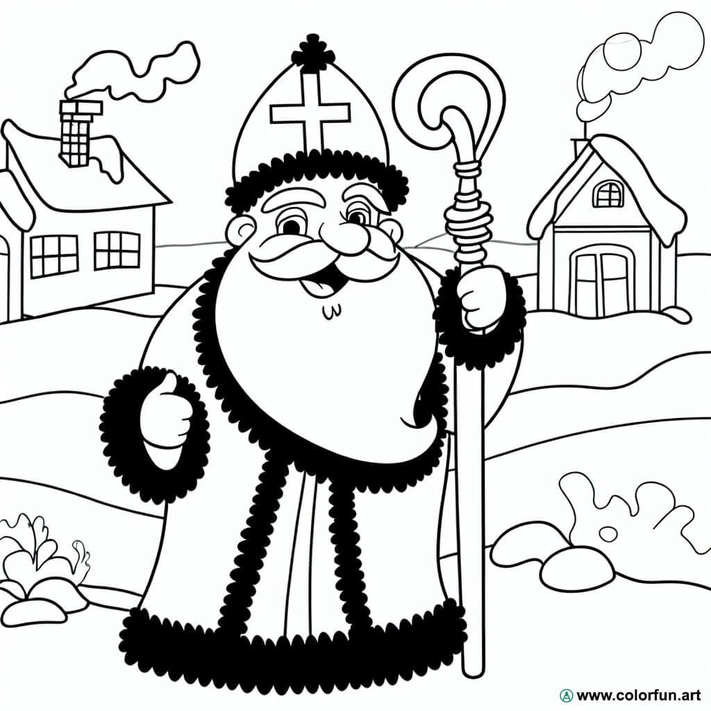 coloring page saint nicholas christmas