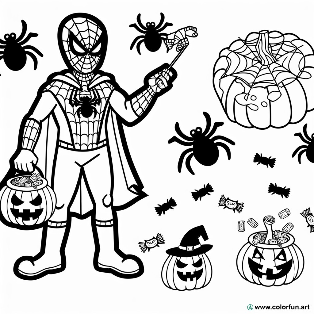 spider man halloween coloring page
