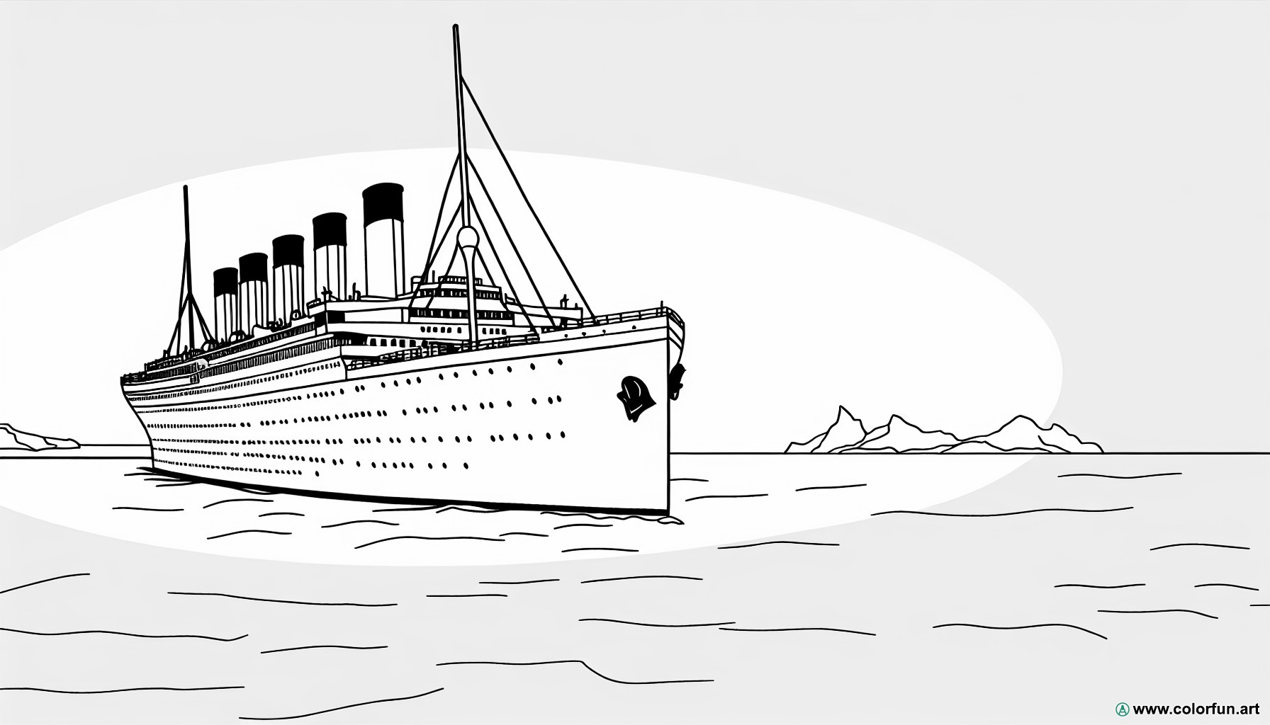 coloring page realistic titanic
