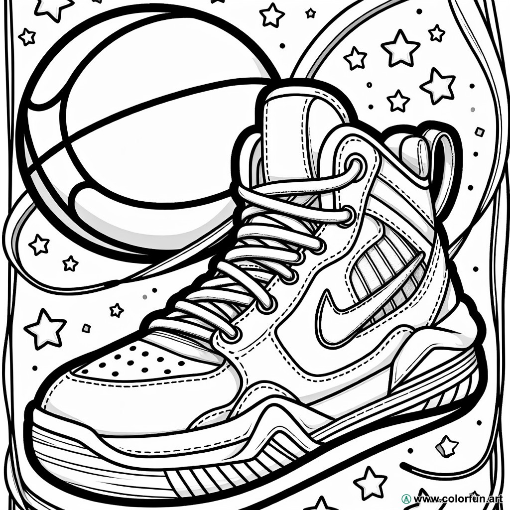 coloring page basketball shoe