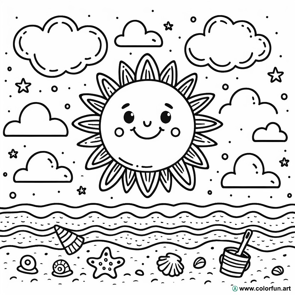 coloring page summer kindergarten