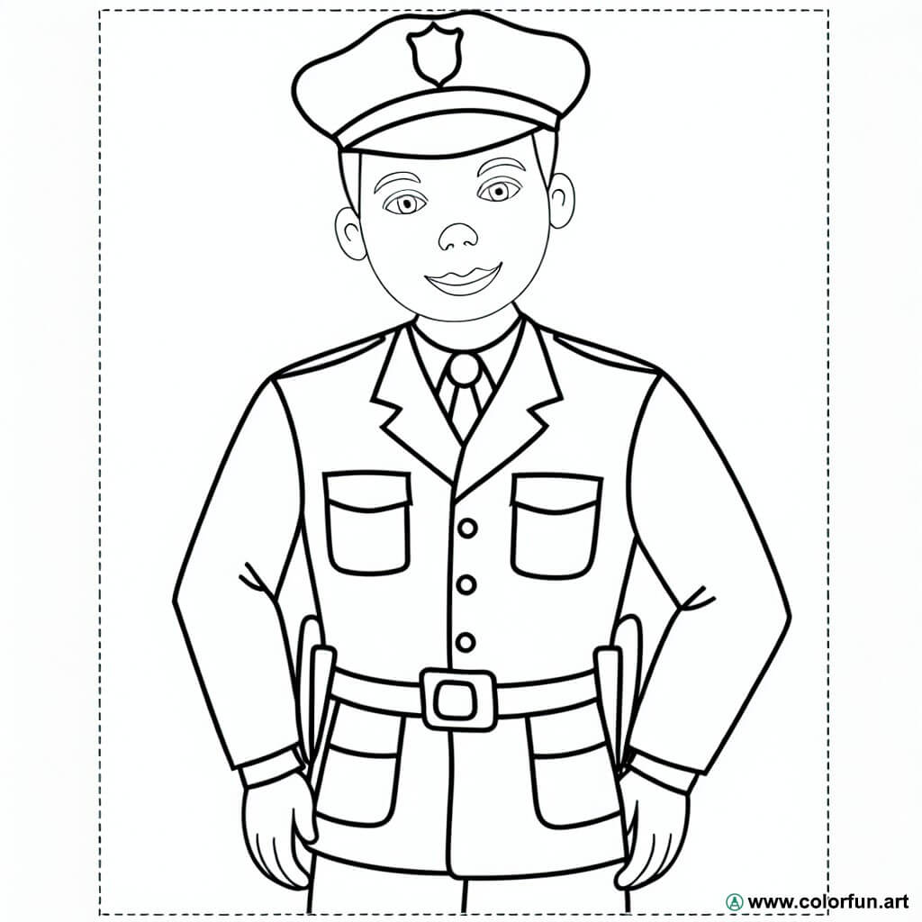 coloring page police officer uniform