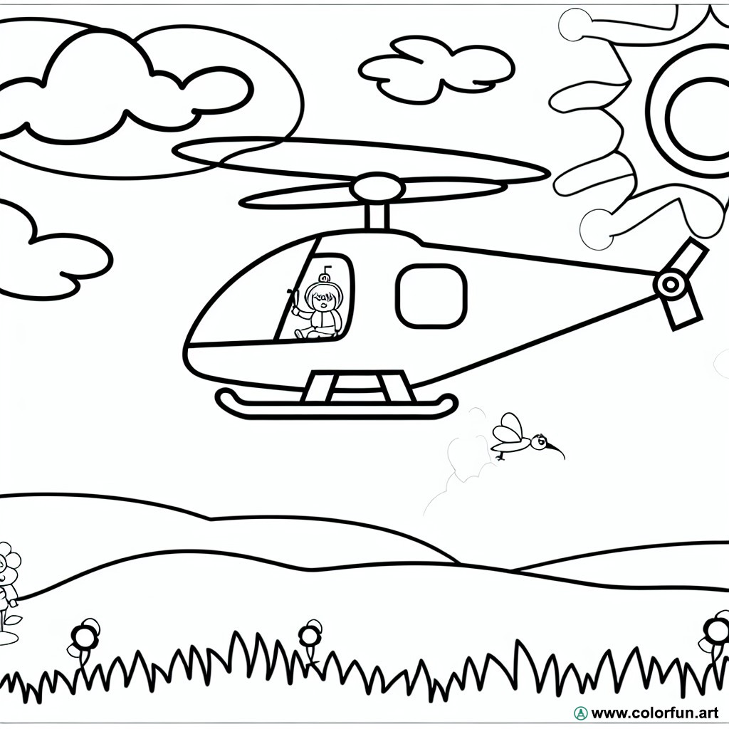 coloring page helicopter kindergarten