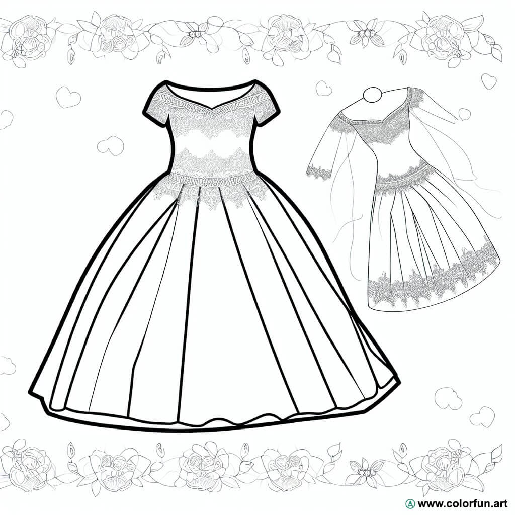 coloring page wedding dress