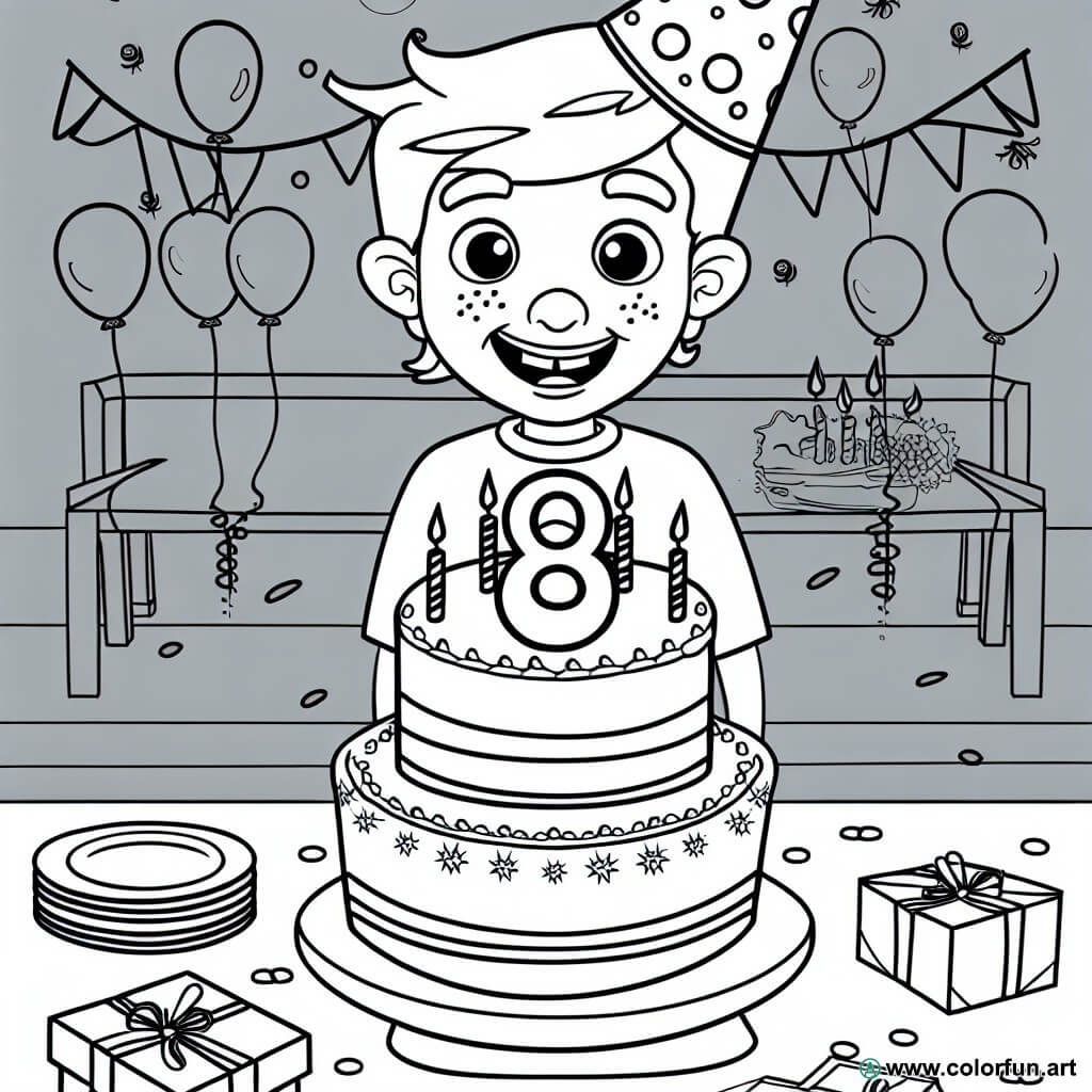 coloring page birthday 8 years old boy