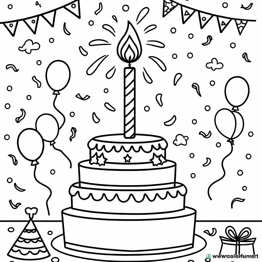 coloring page birthday candle