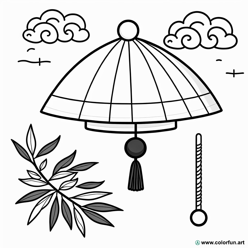 Chinese hat coloring page