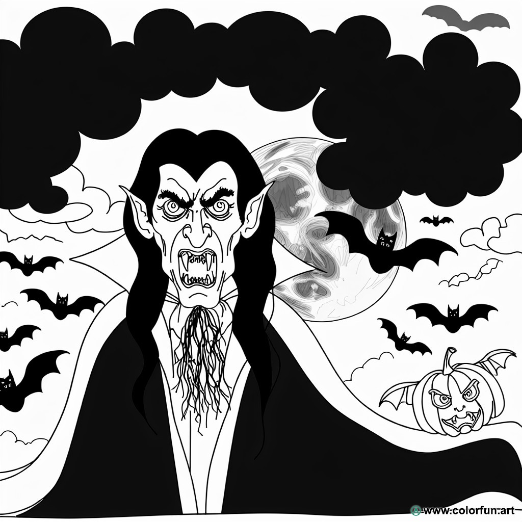 scary Halloween vampire coloring page