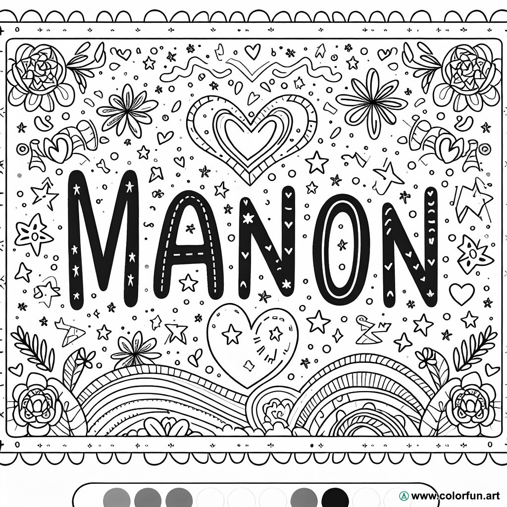 coloring page first name manon