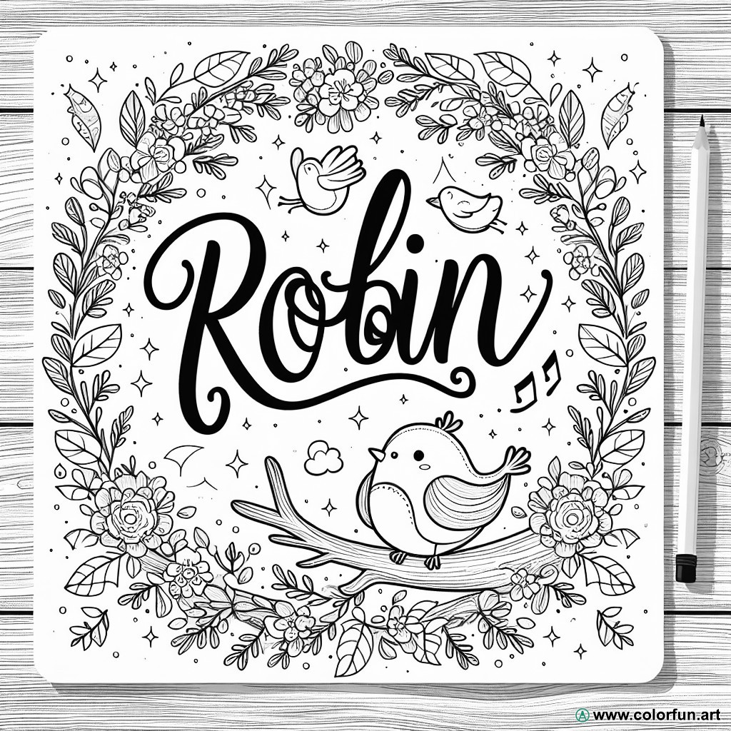 coloring page first name robin