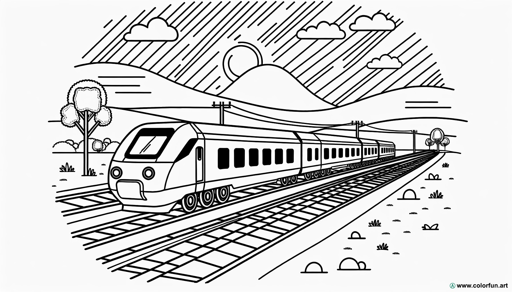 coloring page high-speed train
