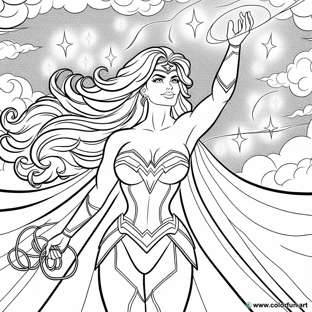 Wonder Woman feminine coloring page