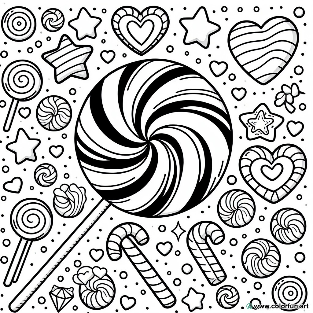 Christmas candy coloring page