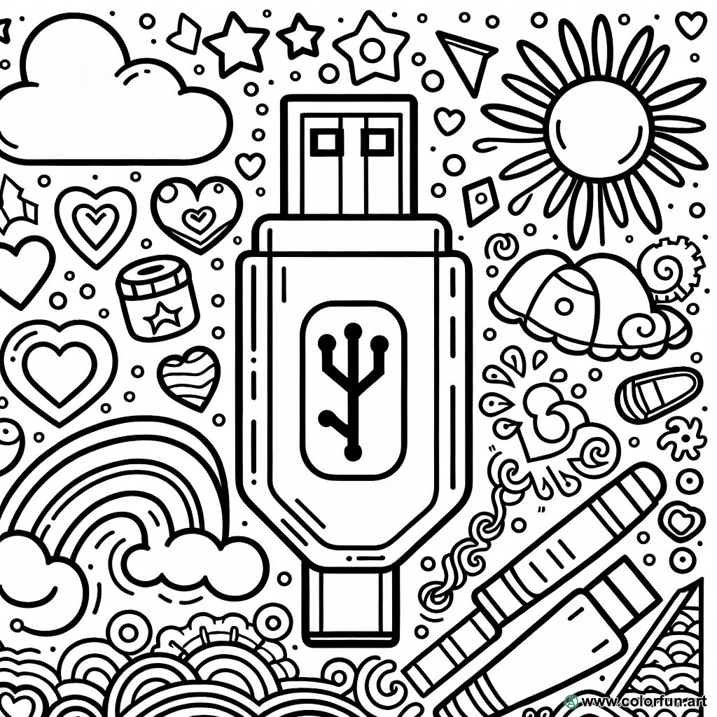 coloring page USB drive