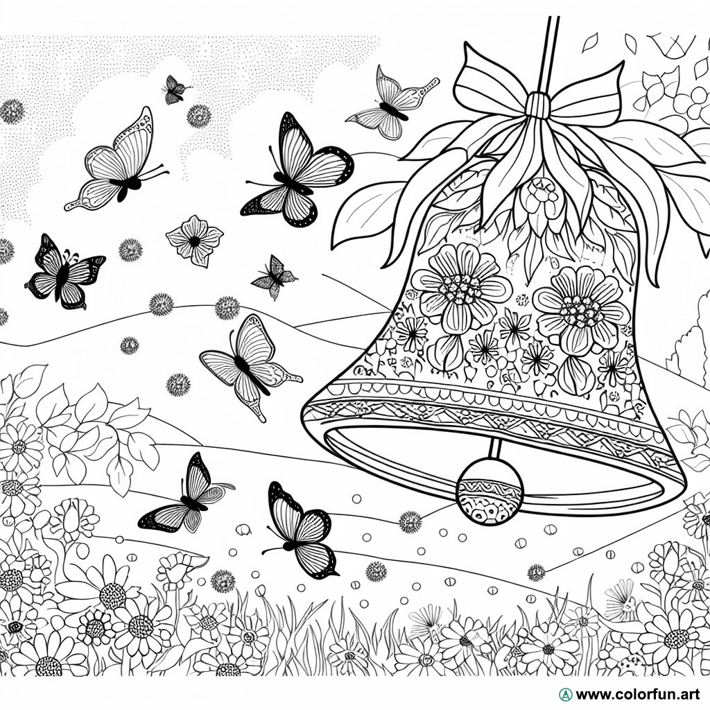 coloring page spring bell