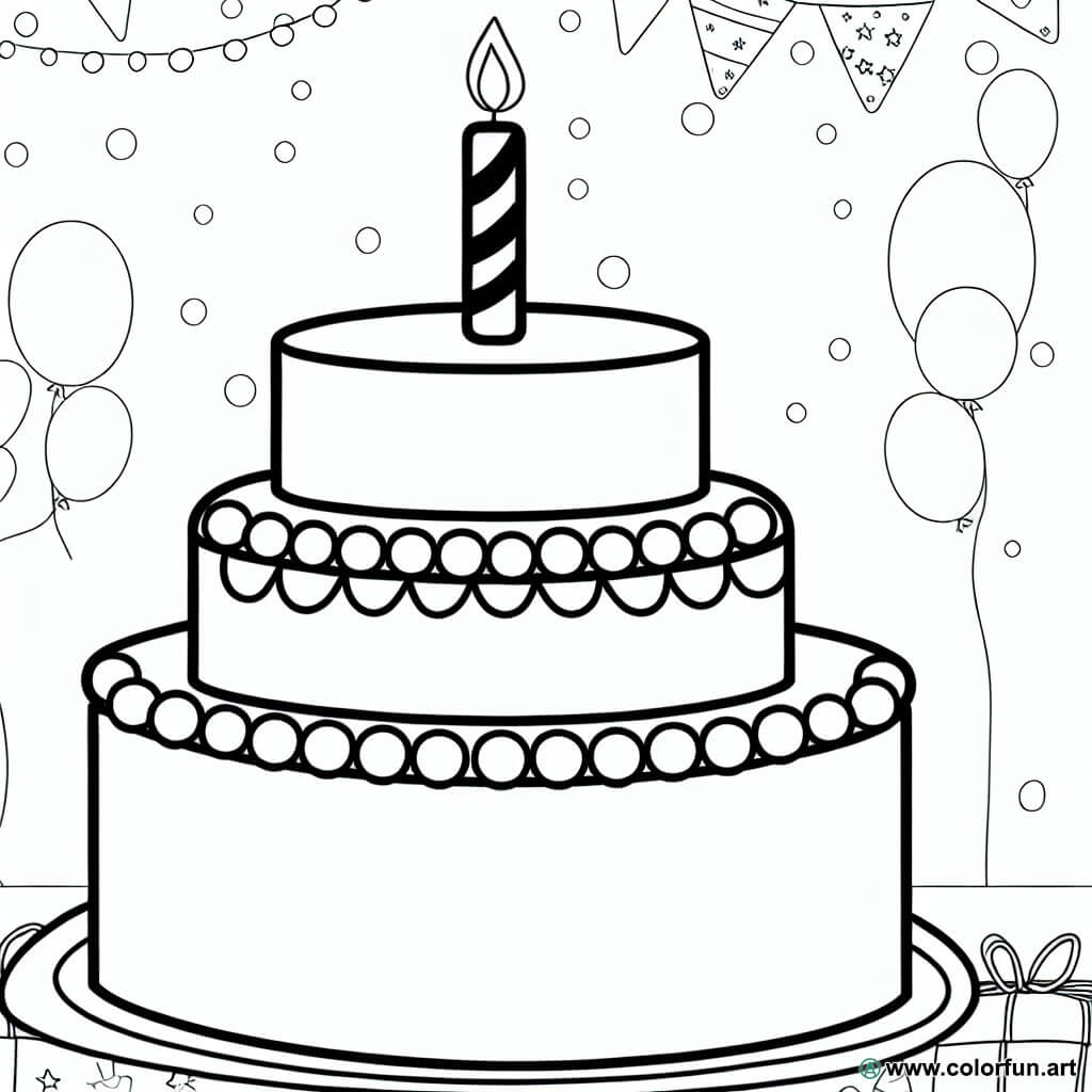 coloring page birthday cake