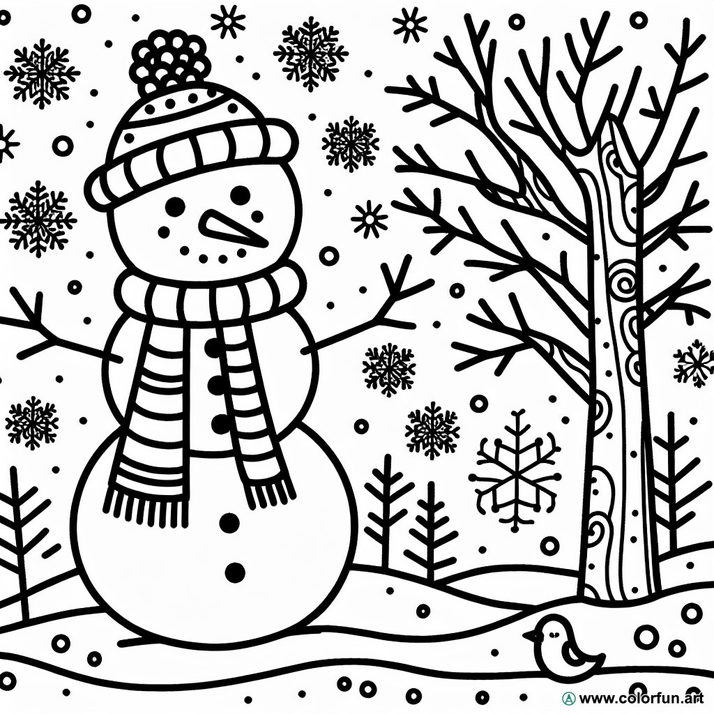 Easy winter coloring page