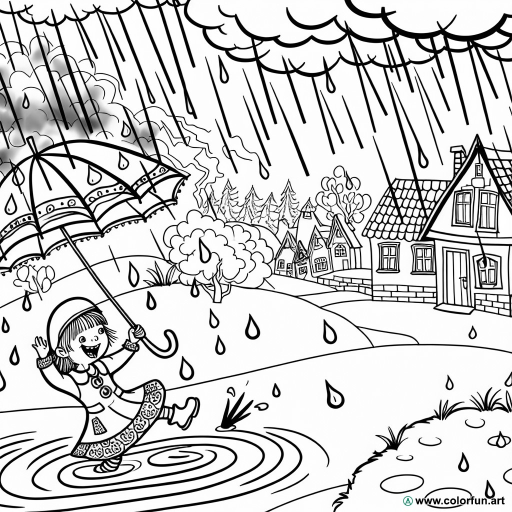 coloring page torrential rain