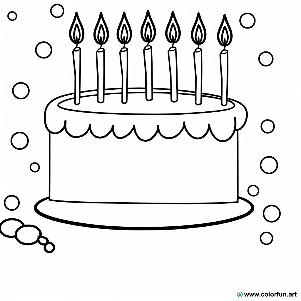 coloring page birthday cake candles
