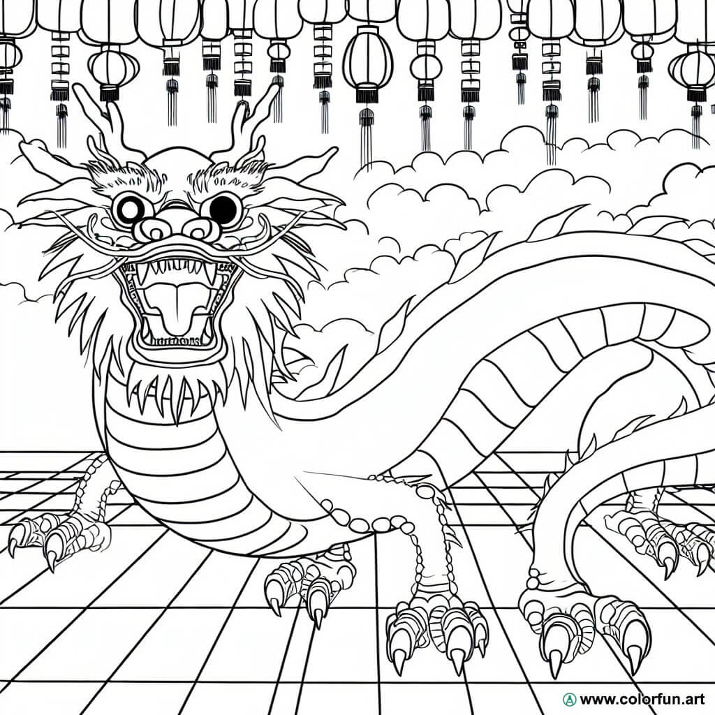 coloring page dragon Chinese New Year
