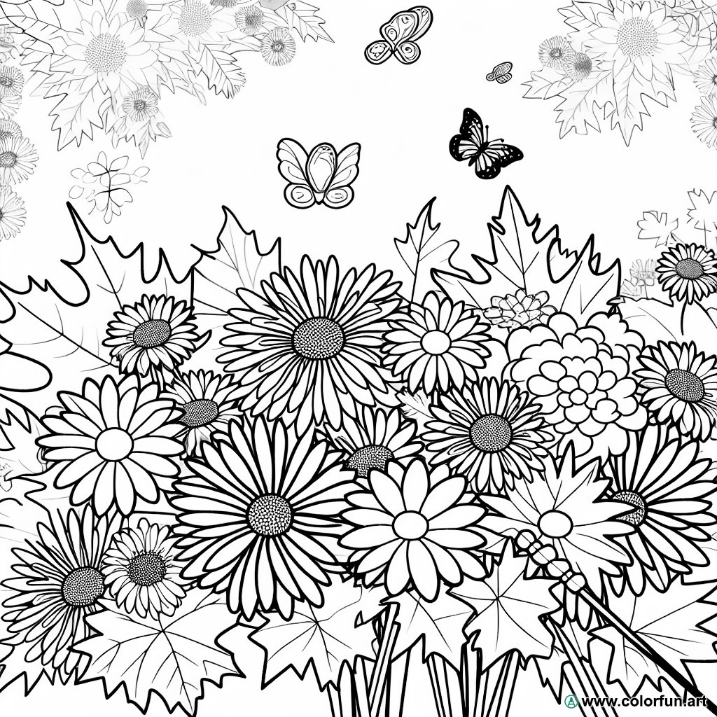 coloring page autumn flowers