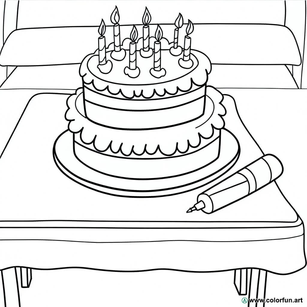 coloring page birthday cake boy