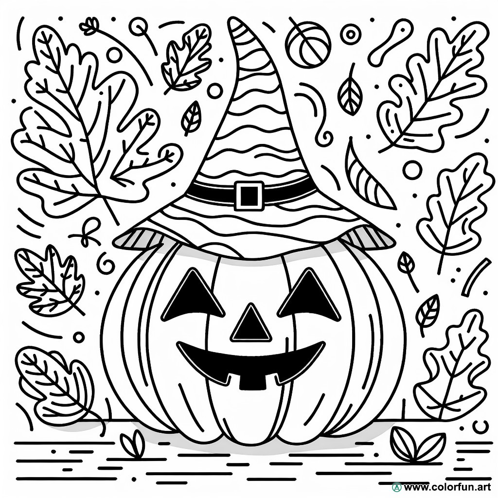 coloring page halloween pumpkin hat