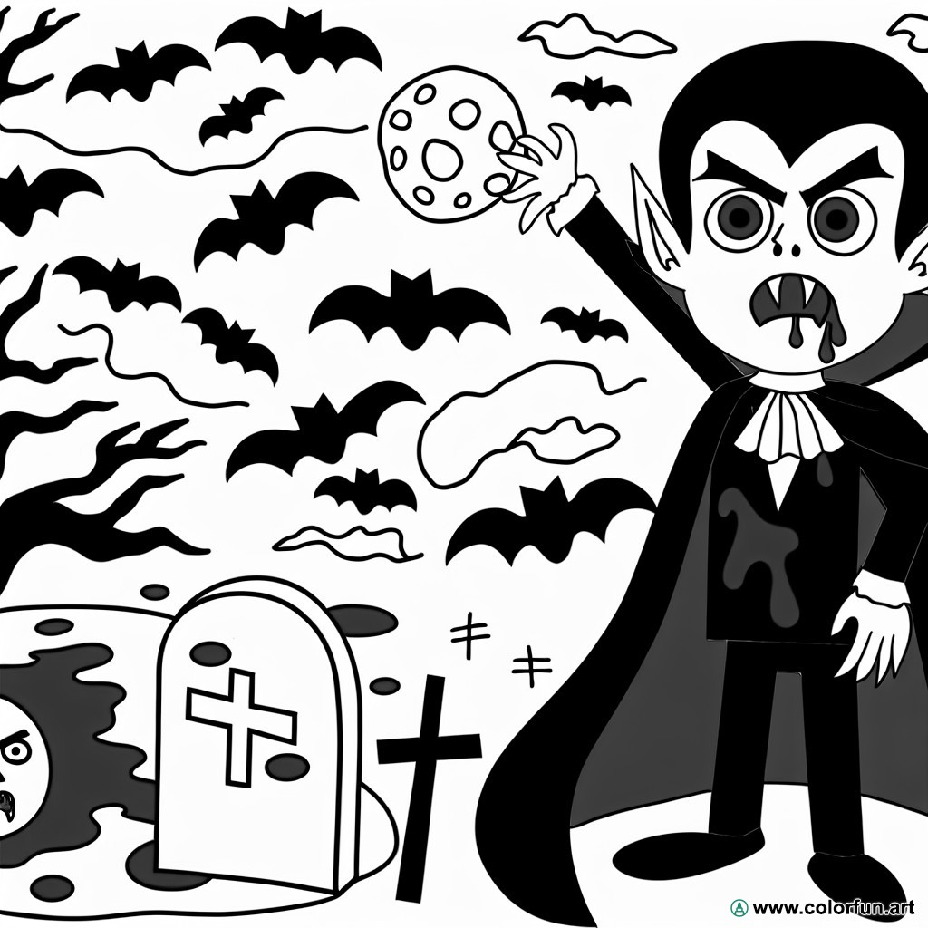 bloody vampire Halloween coloring page