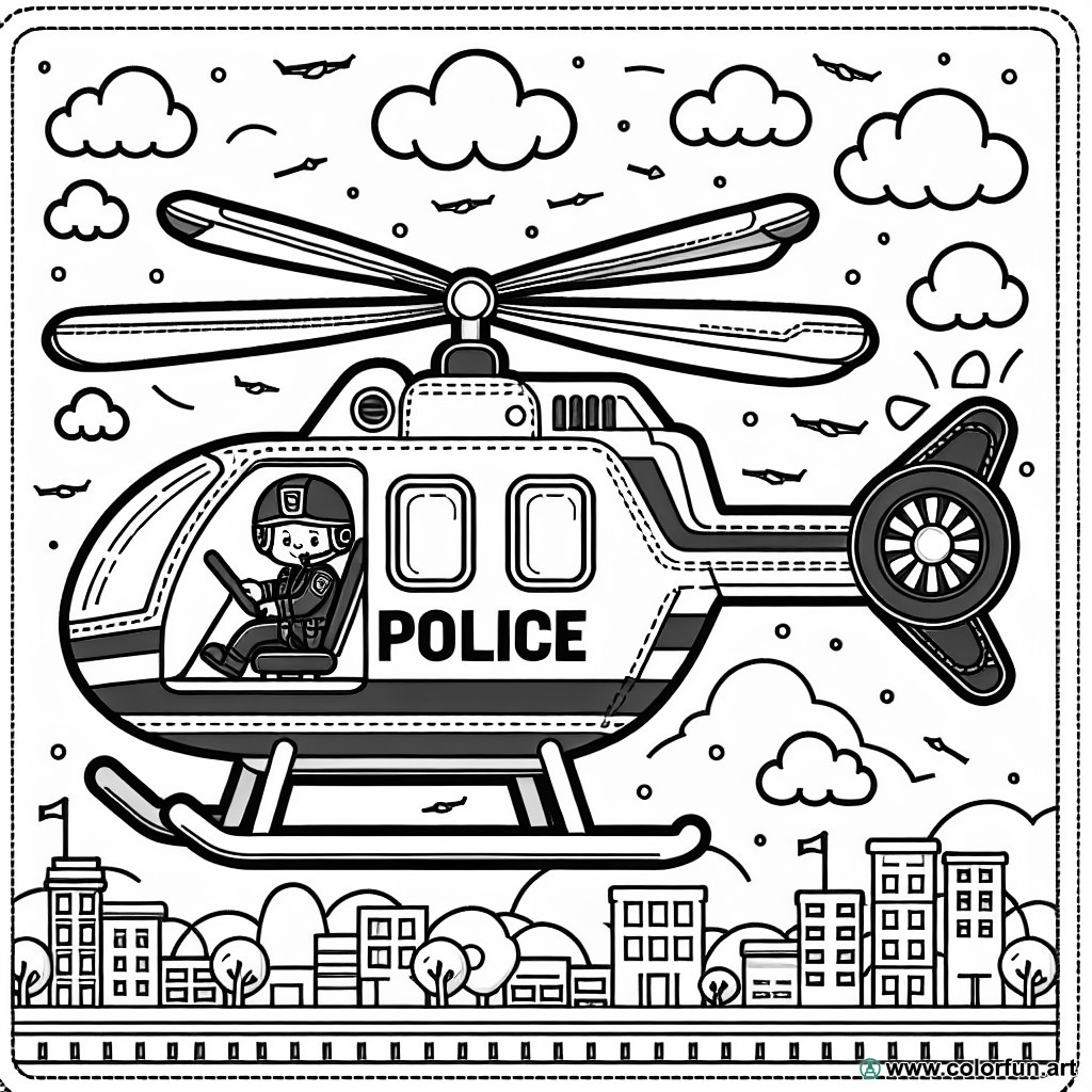 police helicopter coloring page