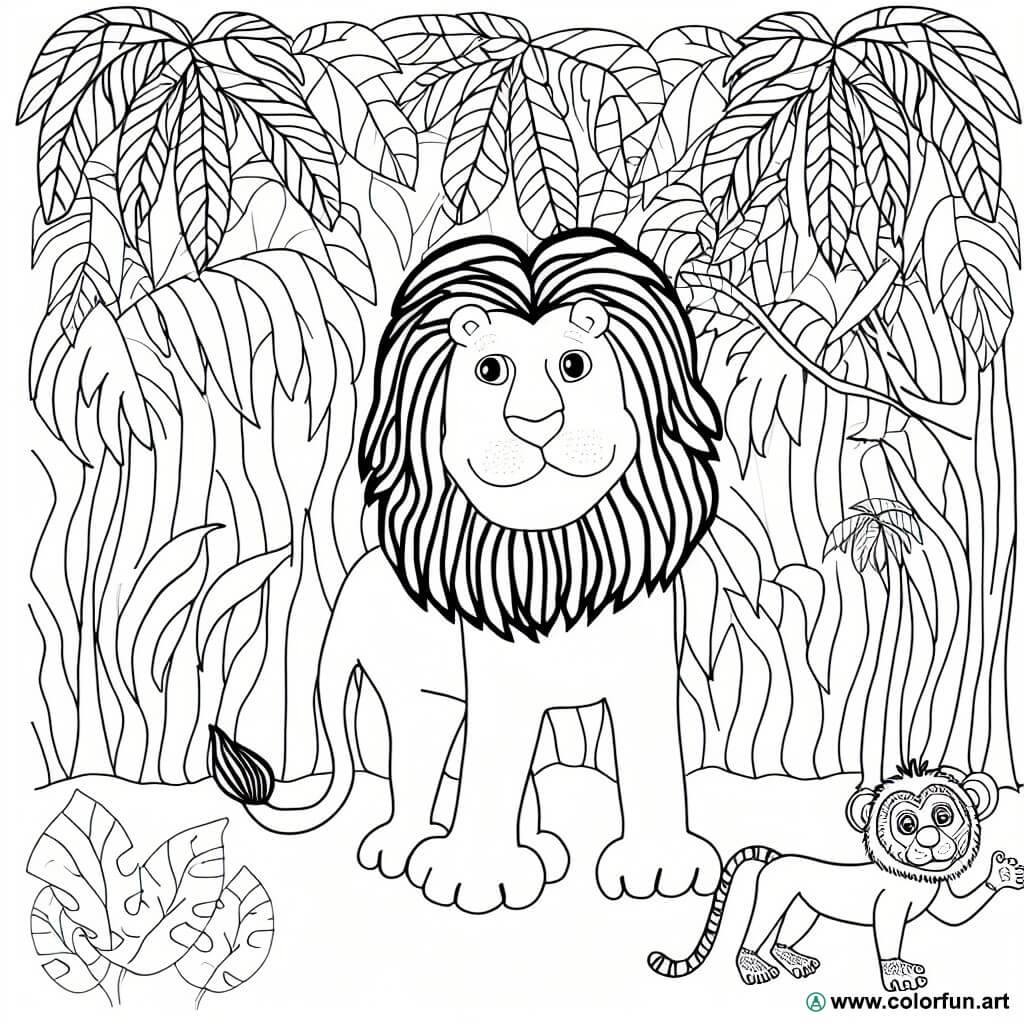 coloring page jungle child
