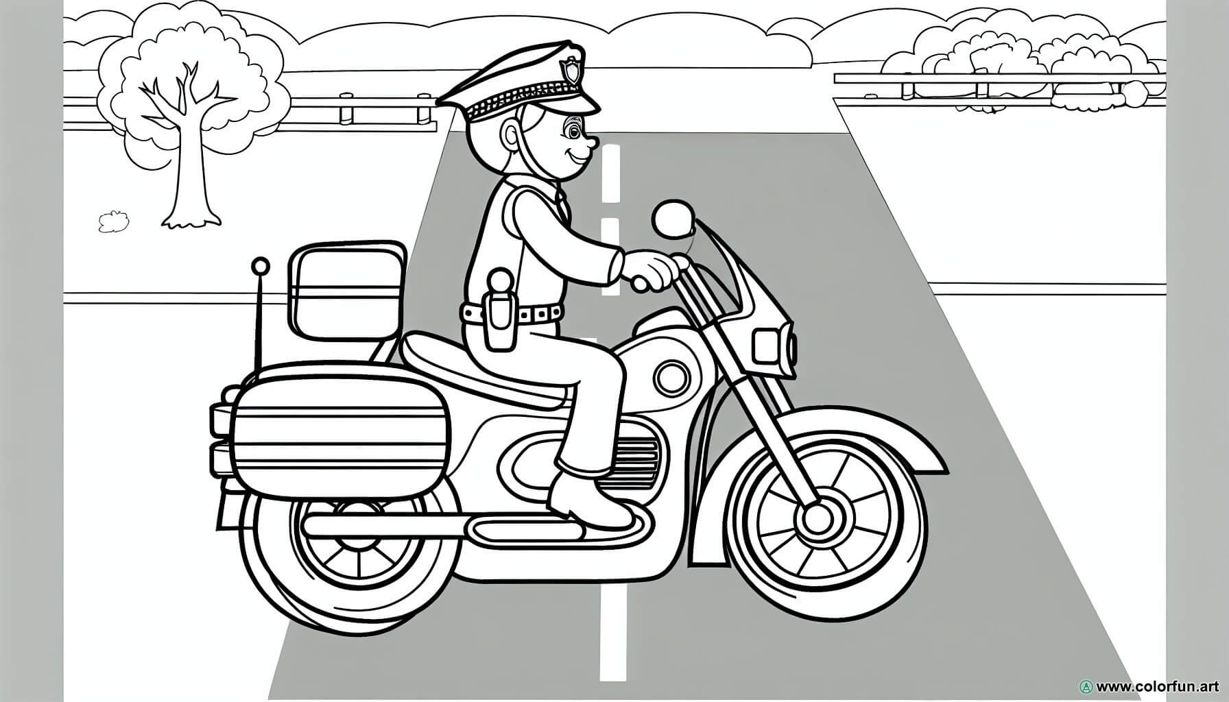 coloring page police motorcycle