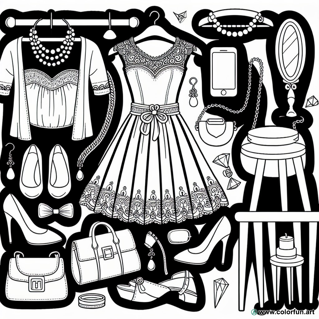 coloring page woman dress