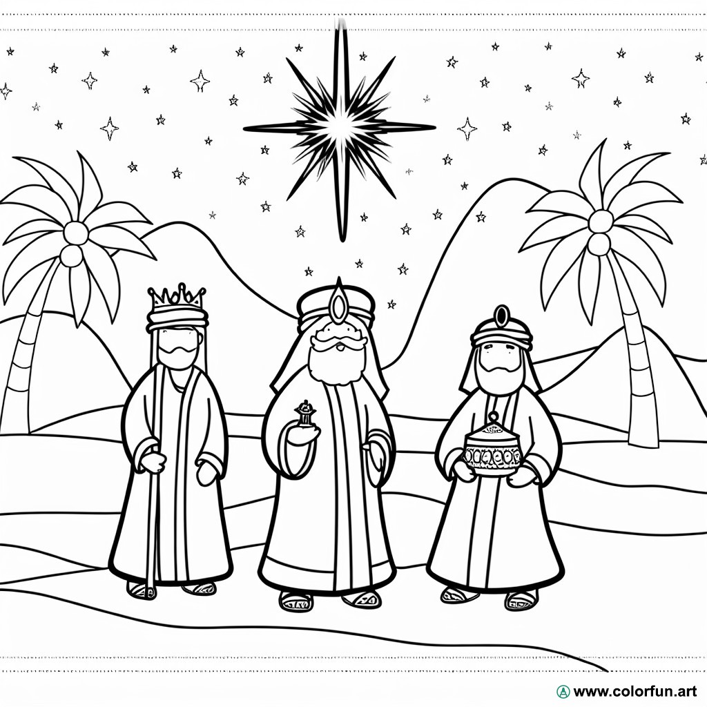 Religious wise men coloring page