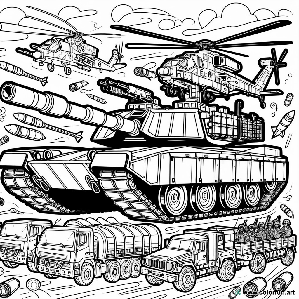 Army vehicle coloring page