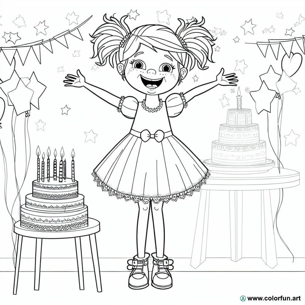 coloring page birthday 6 years old girl