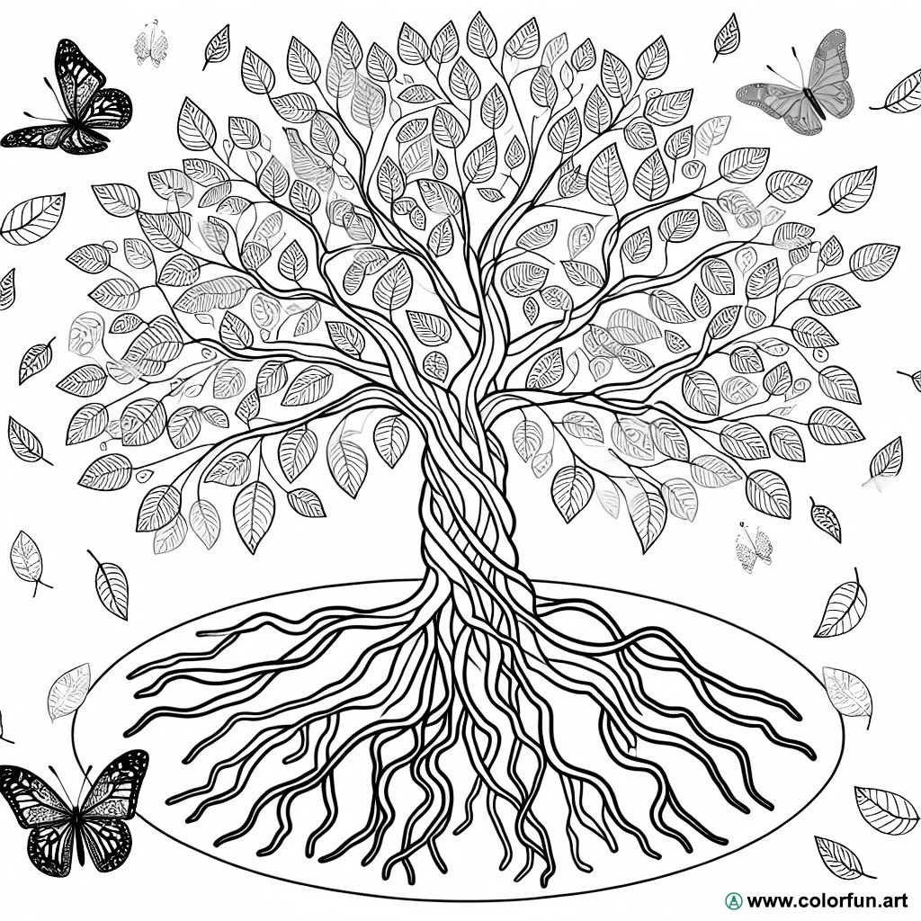 coloring page relaxing tree of life