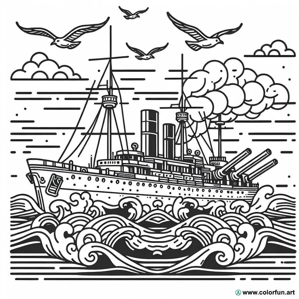 Military boat coloring page
