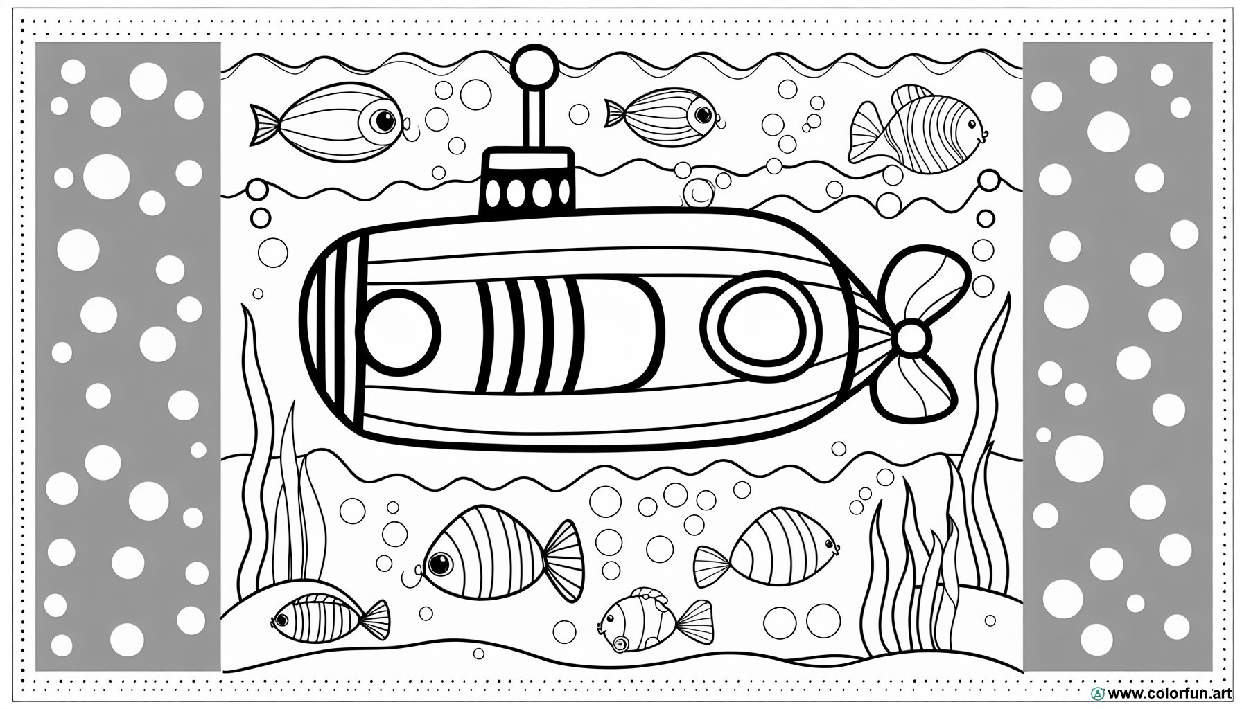 coloring page submarine boat