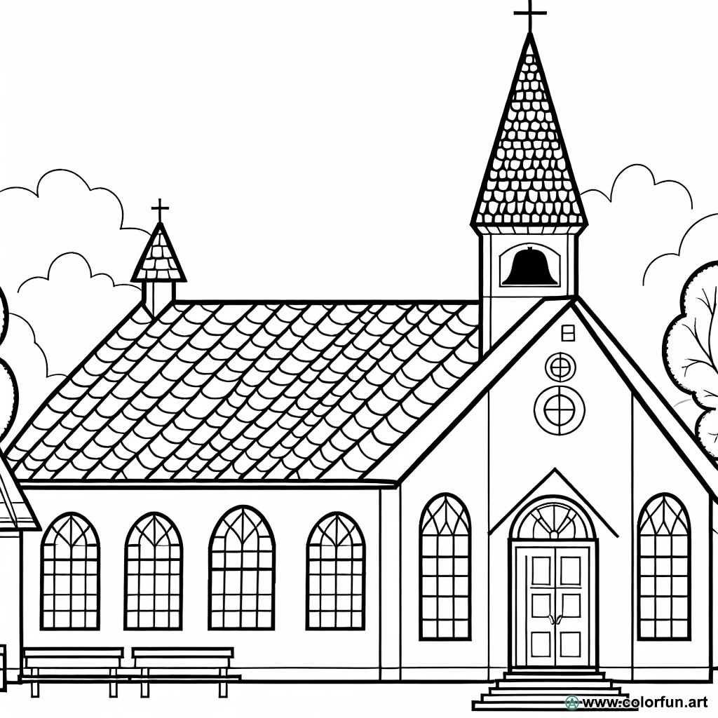 coloring page vintage church
