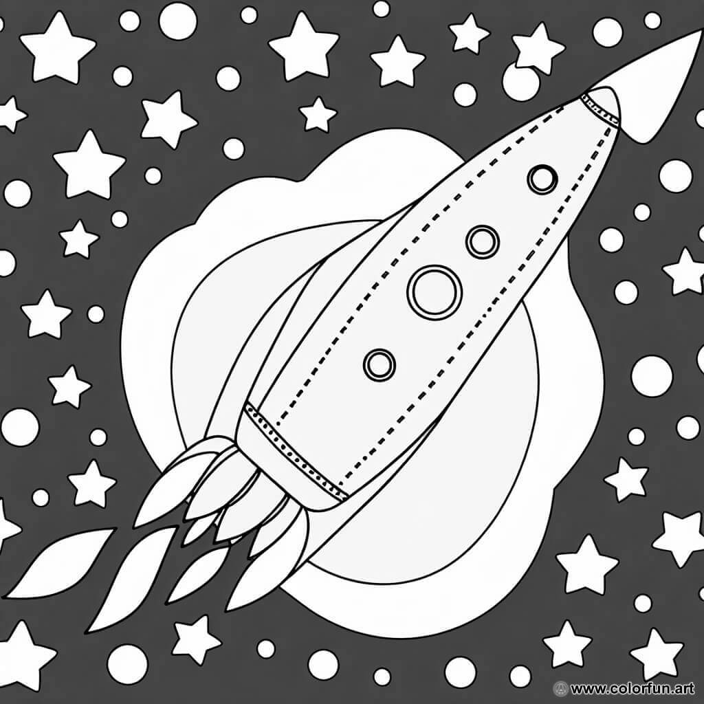coloring page space rocket