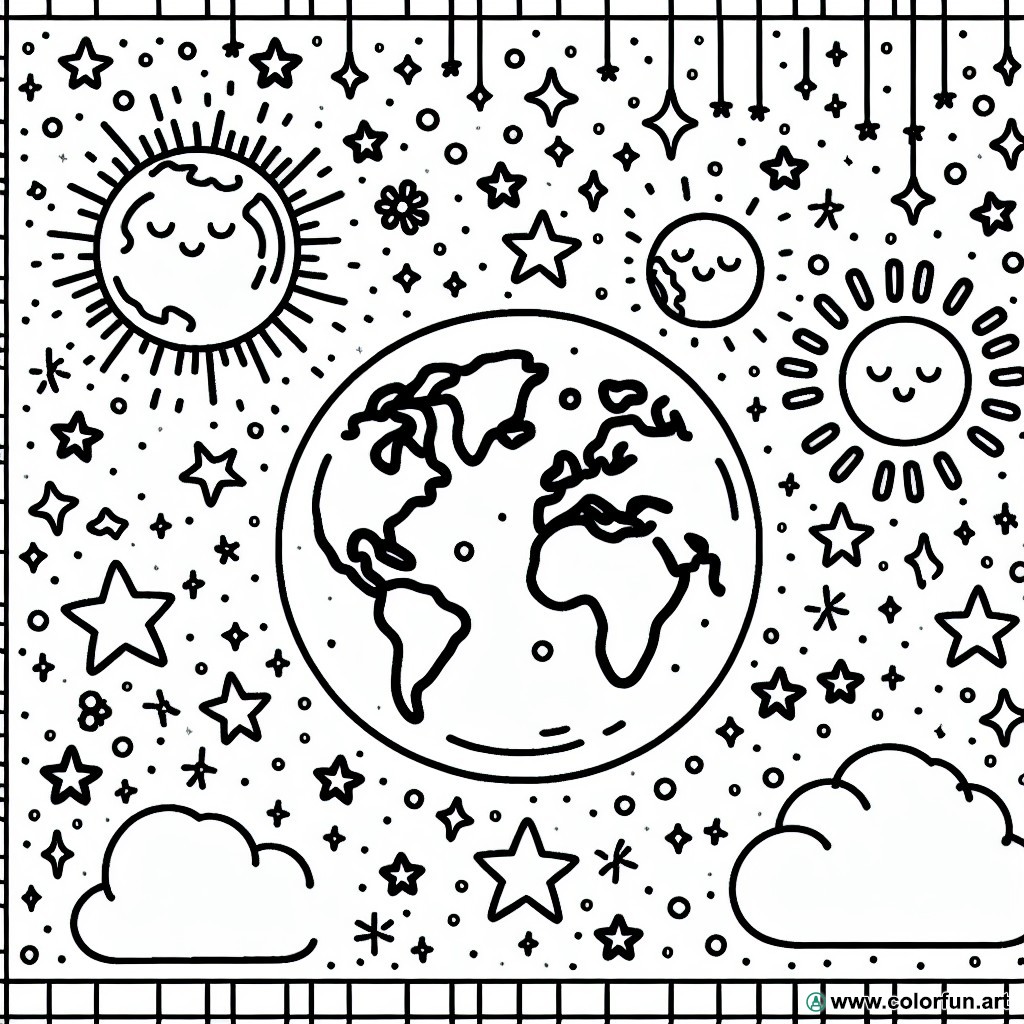 coloring page earth child
