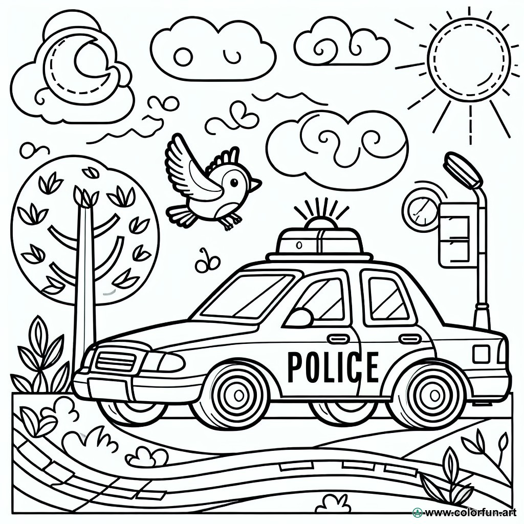 Police car coloring page