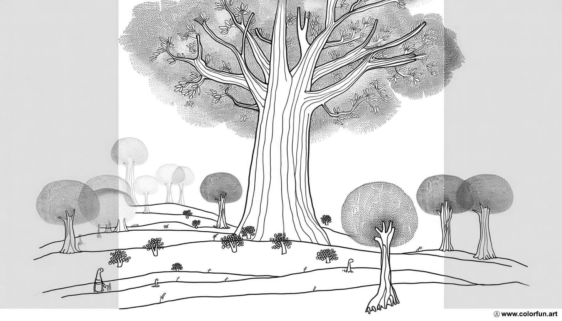 coloring page forest trees