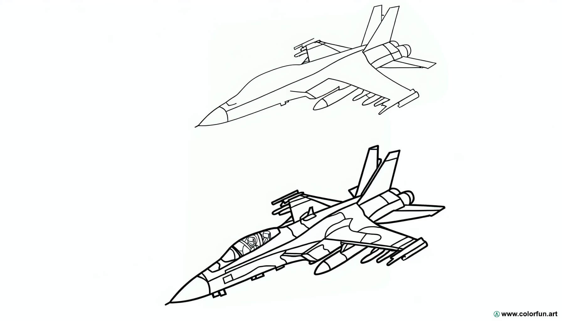 coloring page fighter jet war