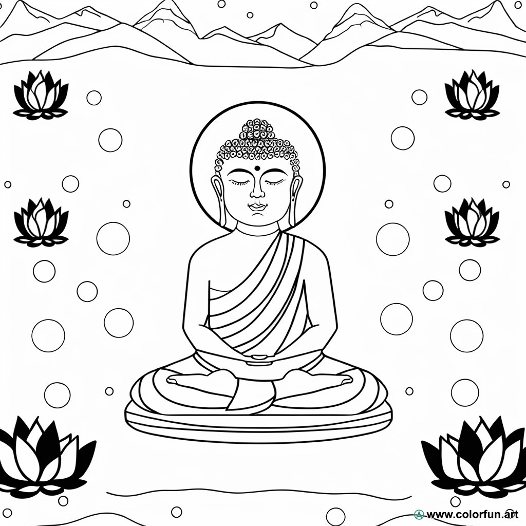 coloring page Buddha meditation