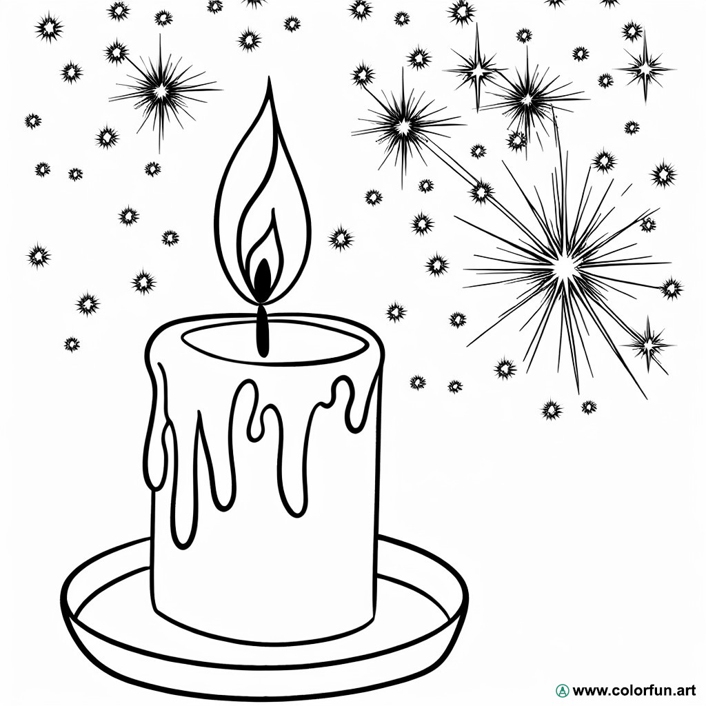 Coloring page sparkling candle