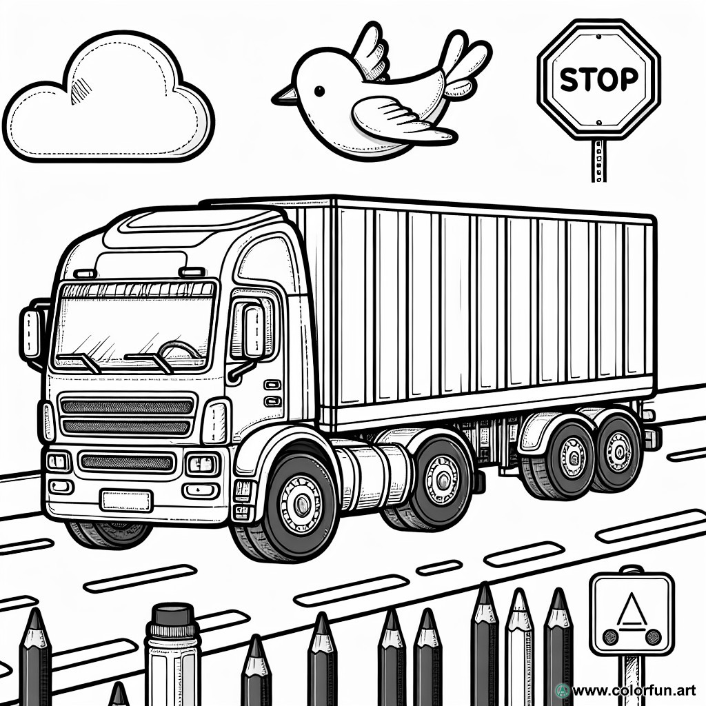 coloring page truck transporter