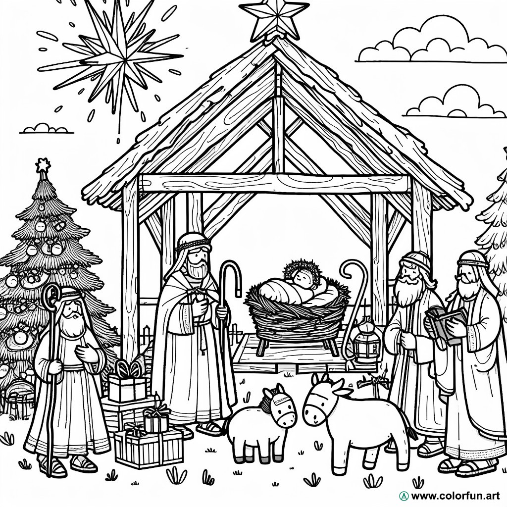 coloring page nativity jesus