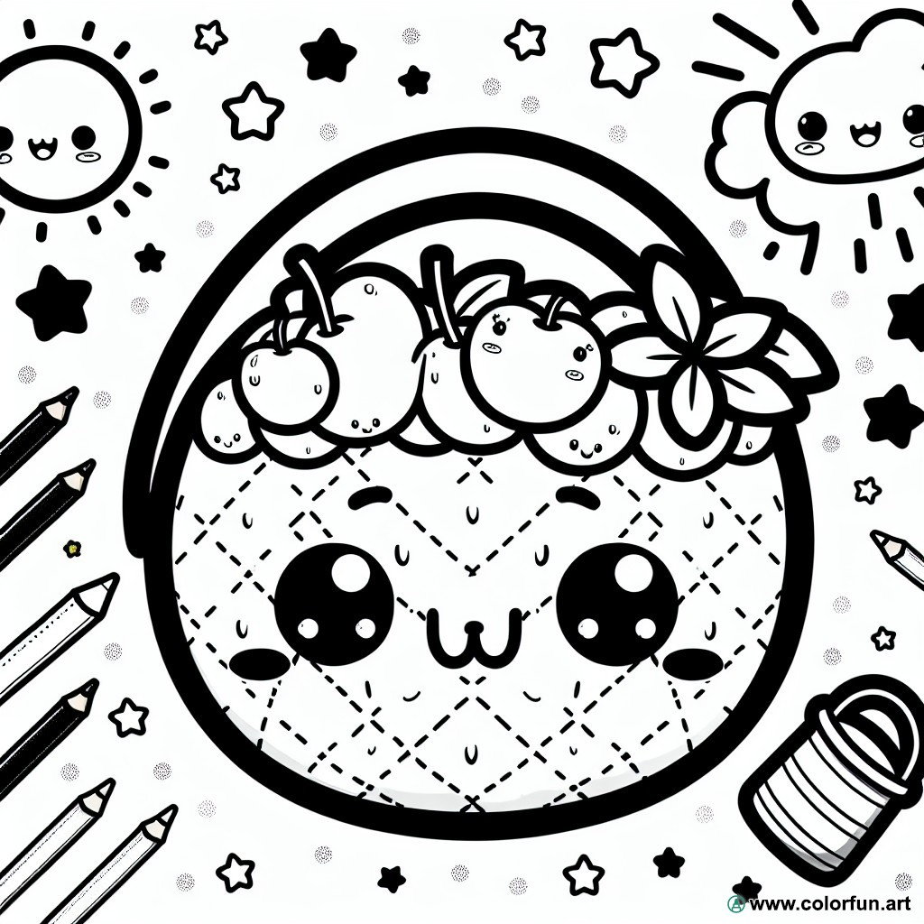coloring page cute fruit